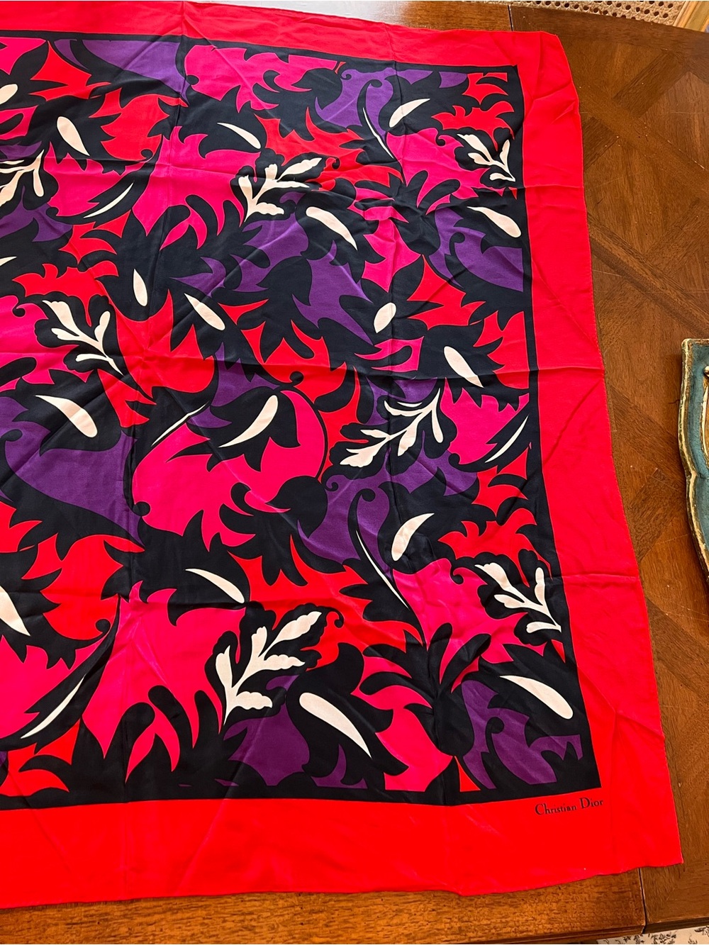 Vintage Christian Dior Multicolor Floral 100% Silk Scarf Japan New W/O Tag Nice! - Picture 6 of 12